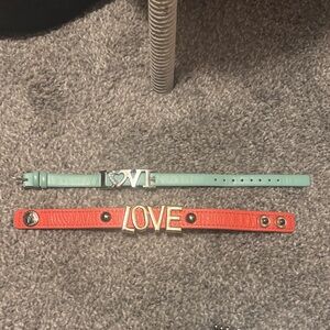 Love Themed Bracelets Set in Teal and Red